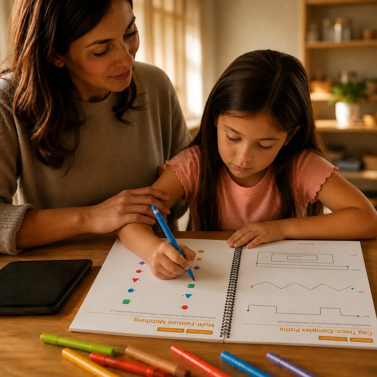 Mom and daughter using FocusFlow Kids together